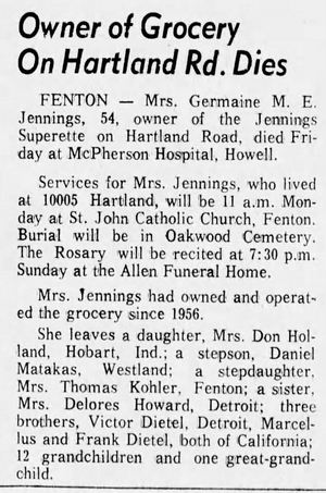 Runyan Lake Food Center (Sunoco Gas, Jennings Superette) - Aug 1971 Former Owner Passes Away